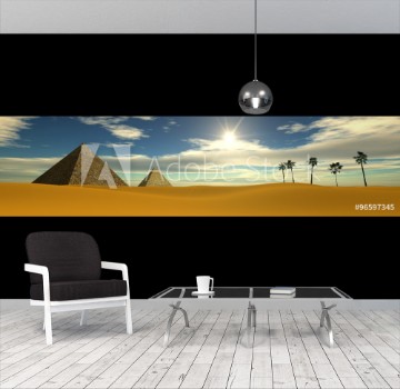 Picture of Sunset in the desert Egyptian pyramids Panarama desert